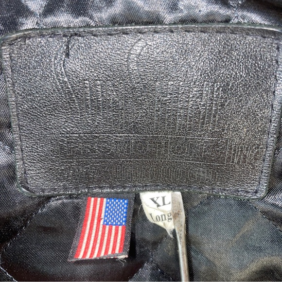 Vintage 90s Black 100% Leather & Wool Letterman Jacket Made in USA Mens XL Long - Picture 10 of 16